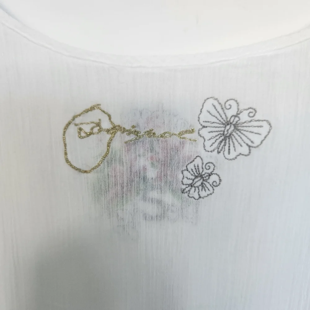 Desigual Boho Embroidered Maxi Dress 36 White Coastal Resortwear Beach Party - Picture 9 of 10